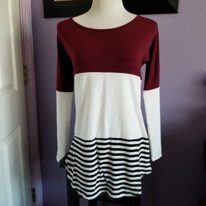 Color Block Long Sleeve Tunic Top